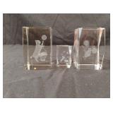 Vintage laser-etched crystal glass cube