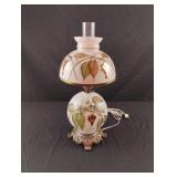 Vintage Hand-Painted Hurricane Parlor Table Lamp
