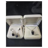 14k and Sterling 2 toned necklace and earring set