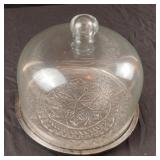 Vintage pewter and glass cheese dome