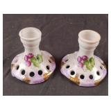 Lefton China hand-painted lattice candle stick