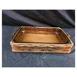 Vintage Amber Pyrex Casserole Dish In Weaved