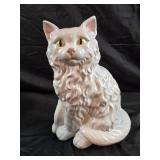 vintage glazed white ceramic Persian cat statue