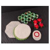 Handmade doilies and napkin rings
