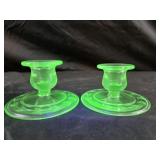 vintage uranium glass candle holders featuring an