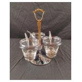 Vintage Kromex Condiment Caddy 3 Glass Rotating