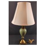 Vintage urn-shaped table lamp with a green