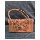 Vintage hand tooled leather purse 12x7
