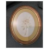 9x11 oval rose print in an ornate gold gilt oval