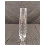 Vintage floral etched crystal bud vase