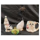 Whimsical cat decor, soap dispenser,  mug
