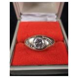 14k Men's Ring with Large Diamond Center Stone