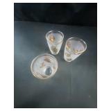 Leaf glass cups w gold accents