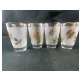 leaf design glass cups with gold accents