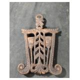 Vintage Cast Iron Double Broom Wheat Trivet