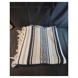 Tan white black  authentic Mexican falsa throw
