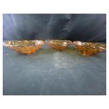 3 yellowish/orangeish grape design bowls with