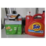 Tide Laundry detergent mostly full and dryer