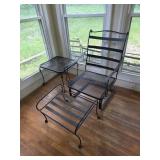 Metal outdoor chair, foot stool and table