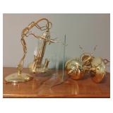 Set of 2 brass colored chandaliers. 10" tall
