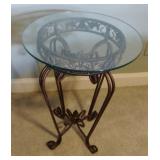 Wright iron side table with glass top 15 x 20