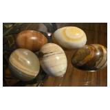Zabella banded onyx eggs, hand-carved and