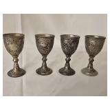 4 Silverplate Cordial Glasses