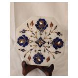 Marble Inlay Plate with Lapis Lazuli