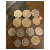 international coins, Mexican Peso, British 5