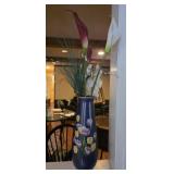 16" blue cloisonnï¿½ vase features a detailed
