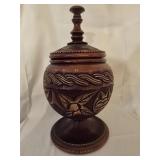 Hand Craved Wood Urn
