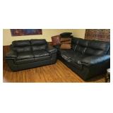 Leather black couch 92x37x36 and love seat,