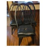 3 black wooden chairs 20x43 one needs repair