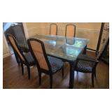 Glass top Dining Table with 6 Chairs (2 are