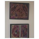 2 Mola Textile Wall Hangings 15"x12.5"