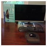 HP monitor, Logitech keyboard and wireless
