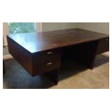 Myrtle Walnut and Brass MCM desk 76 x 28 x 40
