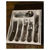 Tray with assorted stainless steel silverware