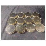 12 canning jar lids.