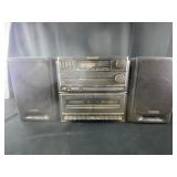 Sharp stereo system with dual cassette and CD