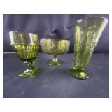 vintage 1975 FTD avocado, green glass pedestal