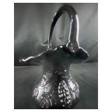 vintage black glass basket 6x9
