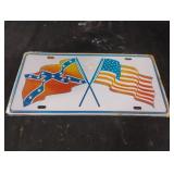 American flag and Rebel flag license plate