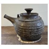 Eddie Smith pottery rustic teapot with stone base