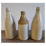 3 pottery art bottles makers marks in pics