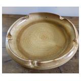 11" pottery ashtray , rustic beige and brown