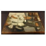 Framed signed abstract artwork
