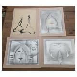 13x16 Eddie Smith artwork, faces, birds, ghosts