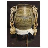 Studio art rustic pottery vase on a stand