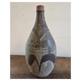 10.5" studio pottery bottle vase heavy ,signed